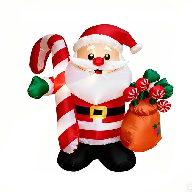 6Ft Inflatable Christmas Cute Fat Santa Claus With LED lights decoration Xmas