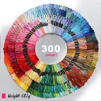 300 Coloured Egyptian Cotton Embroidery Cross Stitch Thread Floss Hand Skeins