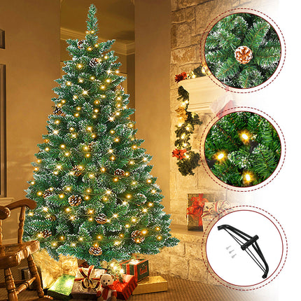 1.2/1.5/1.8/2.1M Artificial Christmas Tree with LED Lights Bushy Xmas Decoration