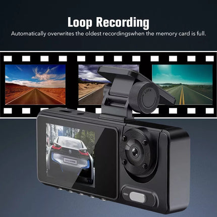 HD 1080P Dash Camera Front and Rear Inside Car DVR Dash Cam Video Recorder 3 Len