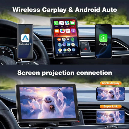 Portable 7"for Wireless Apple CarPlay Android Auto Touch Screen Car Radio Stereo