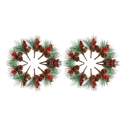 40Pc Artificial Christmas Berry Pine Branch Cone Holly Flower Pick XMAS Decor