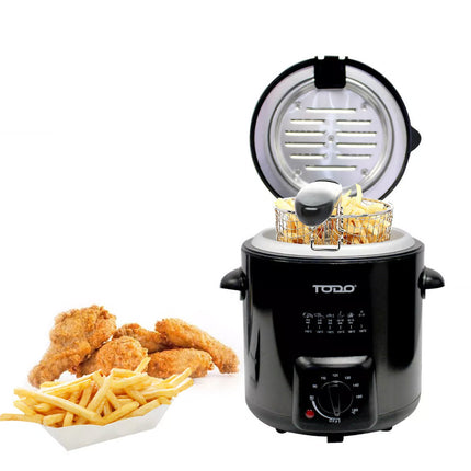 0.9L Deep Fryer Adjustable Thermostat Dial Black Stainless Steel Housing