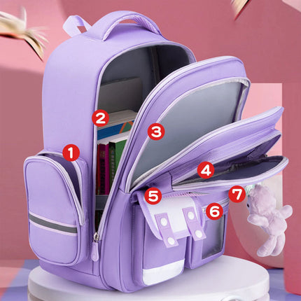 Kids Backpack Children Boys Girls School Bag Backpack Waterproof Primary Bookbag Large Purple