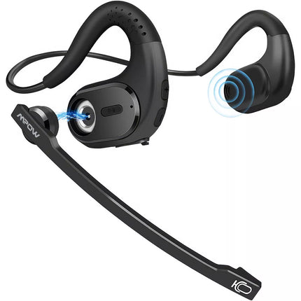 Bluetooth 5.3 Bone Conduction Headset Wireless Headphones & Removable Mic