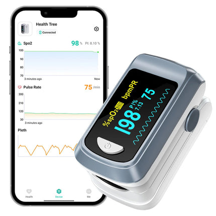 FingerTip Oximeter Bluetooth Heart Rate Blood Oxygen Saturation Monitor with App