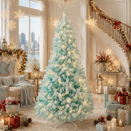 210cm Ice Blue Artificial Christmas Tree 350 LEDs Lighted Spruce Indoor Modern Decor PET