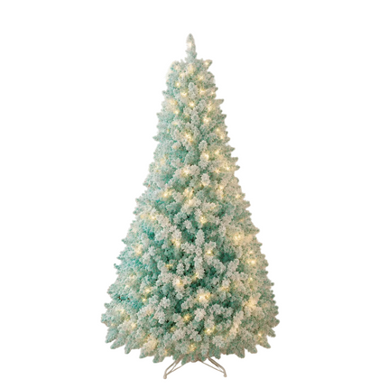 210cm Christmas Tree Pre Lit With LED Lights Snow Flocked Blue Artificial Indoor Xmas Decor