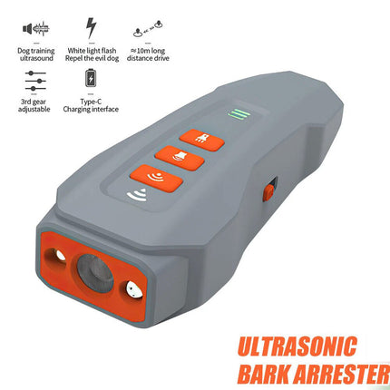 Grey + Orange Anti Bark Device Ultrasonic Dog Barking Control Stop Repeller Trainer Train Tool