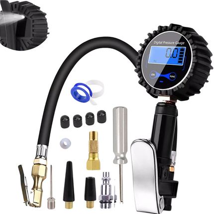 LED Digital Tyre Inflator Car Air Pressure Tire Gauge PSI Hose A Car Motorcycle