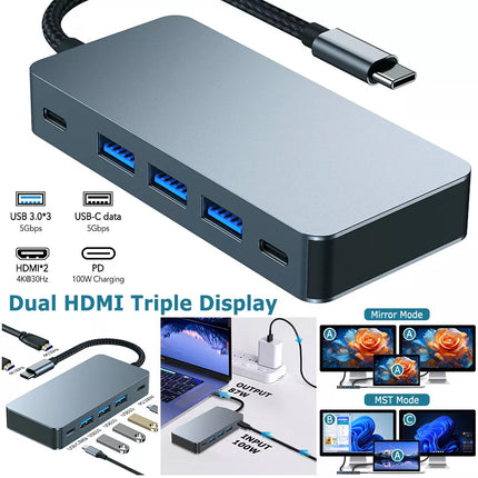 USB C Laptop Docking Station Dual Monitor HDMI USB C to Dual HDMI Adapter