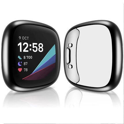 Black Fitbit Versa 4 / Sense2  Case Cover Screen Protector Full Coverage Watch