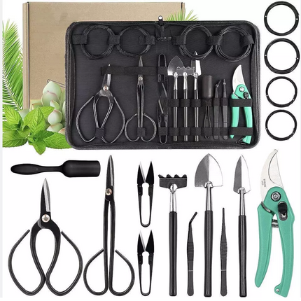 16PCS Bonsai Tree Kit Tool for Beginner Starter Trimming Care Kit W/ Scissor