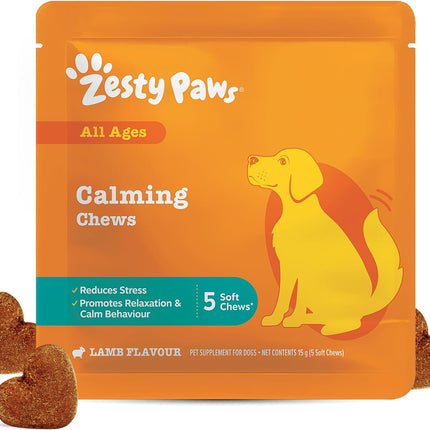 Zesty Paws Dog Calming Travel Pack 5 Chews Stress Relax Behavior Lamb