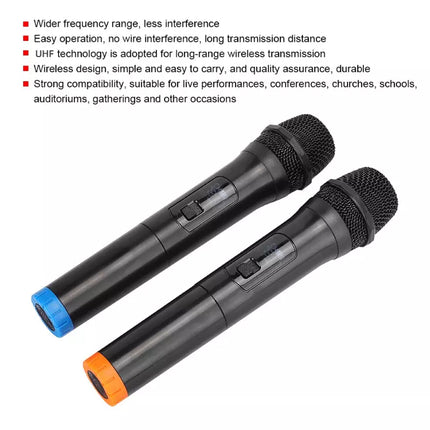 2X Wireless Microphone Handheld Cordless Professional Mic Receiver Karaoke