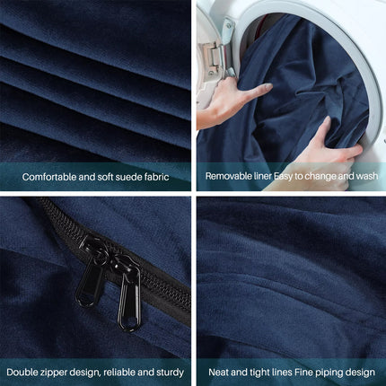 180x90cm Extra Large Bean Bag Chair Cover Couch Sofa Cover Indoor Lazy Lounger, No Filler Navy XL