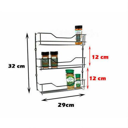 3 Tier Wall Mount Spice Rack - Black