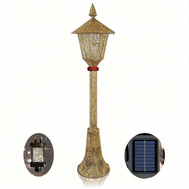 Christmas Lamp Post with LIghts Indoor Outdoor Solar and Plug in Light Garden