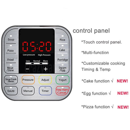 16-in-1 Electric Pressure Cooker Digital Insta Pot Programmable 6L Pot 1000W
