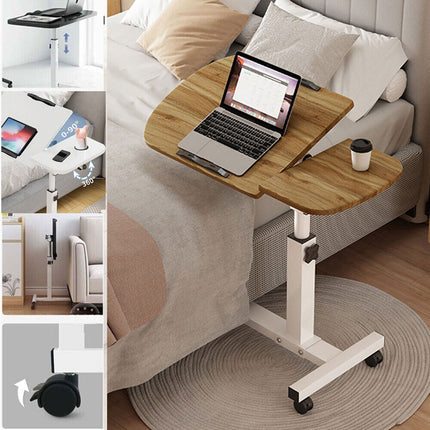 Wooden Height Adjustable Sit Stand Laptop Desk Computer Coffee Side Table End Sofa Bed