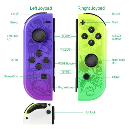 For Nintendo Switch Joy-con-Controller Left Right Wireless Gamepad Neon Yellow