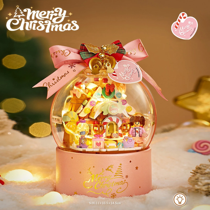 LED Christmas Candy House Snow Globe Crystal Ball Building Set Gift Kids Adults