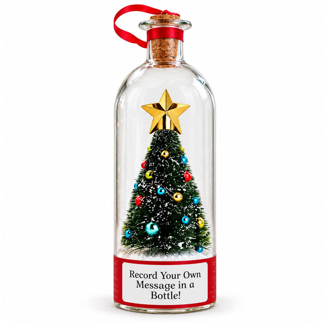 Christmas Tree Message in a Bottle with LED Voice Recording Message Decors