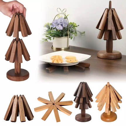 Wooden Trivets for Hot Dishes Tree Shape Trivet Set Coaster for Teapot