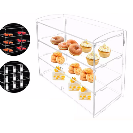 3 Tiers Large Acrylic Bakery Cake Display Cabinet Case Donuts Cupcake Pastries