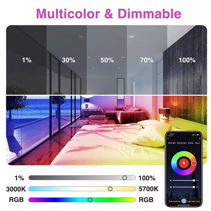 4X 10W Smart RGB CCT Bluetooth APP LED Downlight Dimmable For Google Home Alexa