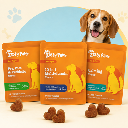 Zesty Paws Dog Mixed 3-Pack Probiotic Multivitamin Calming 15 Travel Chews