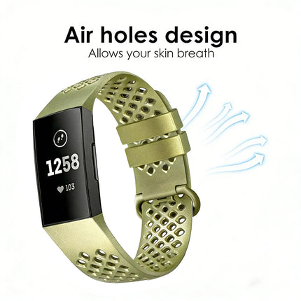Fitbit Charge 3 4 Watch Soft Silicone Sports Replacement Band Wrist Strap Gold