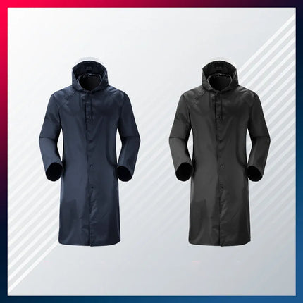 Waterproof Rain Jacket Coat Raincoat Hooded Long Trench Hiking Outdoor Unisex Oz  Dark Blue