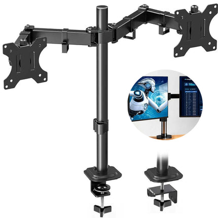 Monitor Arm Dual Desk Mount 32'' Displays Screen Bracket Computer Holder Stand