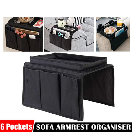 6 Pocket Organiser Sofa Couch Armrest Remote Storage Holder Handrail Tray Bag