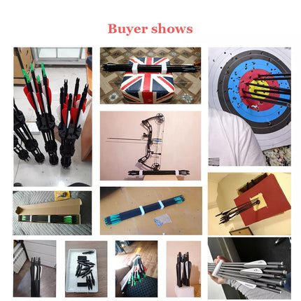 12Pcs 31 Inch Carbon Arrow Hunting Arrows Spine 500 for Archery Compound & Recurve Bow Green/white