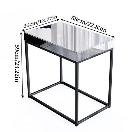 Ornate Mirrored Side End Table Coffee Table Bedside Table Nightstand HD GlassTop