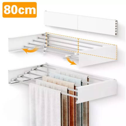 80CM Foldable Clothes Drying Rack Wall Mounted Clothes Drying Rack Holds 40lbs H