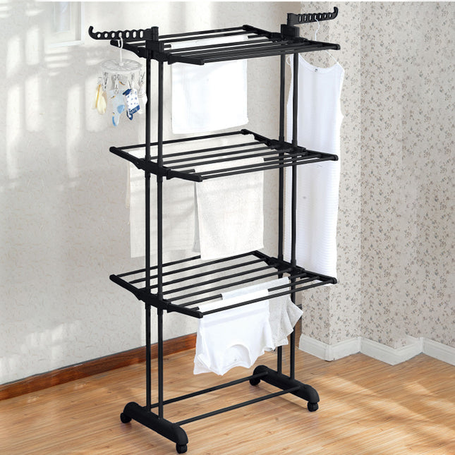 Foldable Clothes Airer Drying Rack with Wheels Laundry Drying Garment Hanging