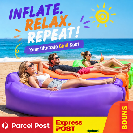 Fast Inflatable Lounge Camping Air Bag Sofa Bed hangout Beach Sleeping Au