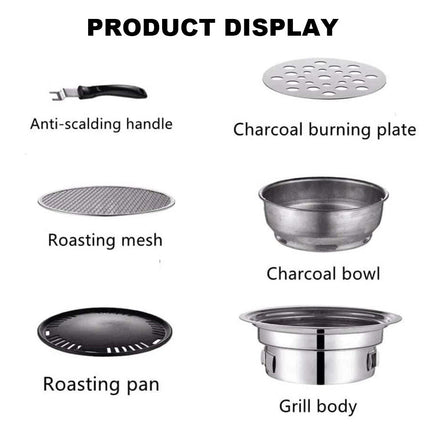 Portable Korean BBQ Grill Table Charcoal Camping Party Outdoor Barbecue Tool Set