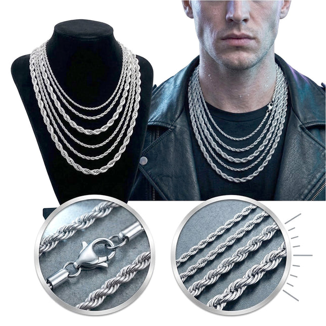 Chain Link Curb Necklace Men Women Stainless Steel Silver