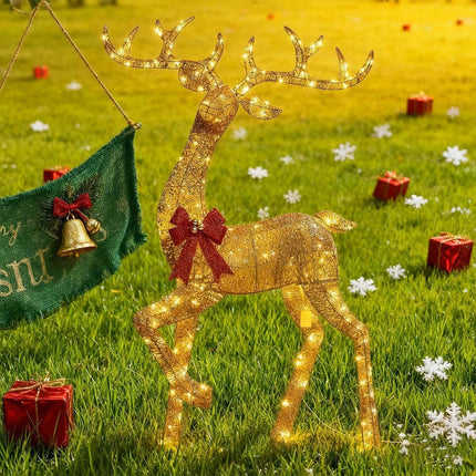 6ft Christmas Decoration Reindeer LED Lights Light up Solar Iron Frame Door De