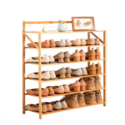 6 Tiers Bamboo Fordable Shoes Rack Cabinet Storage Shoe Shelf 90cm