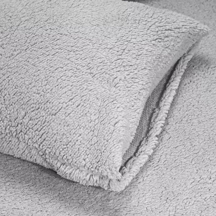Soft Sherpa Fleece Fitted Sheet Combo Set  Warm Winter Bedding Grey Queen