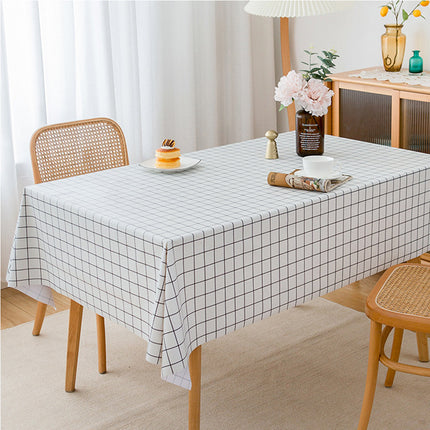 Nordic White Rectangle Table Cloth Water Stain Resistant PEVA Party Tablecloth Desk Cover Mat