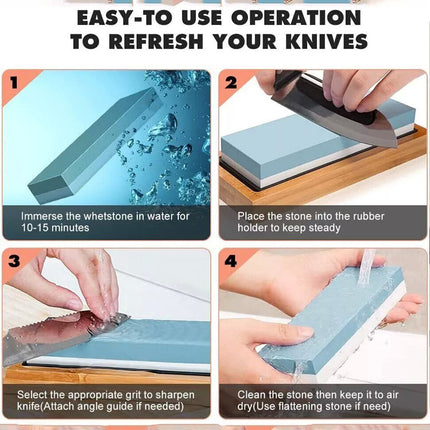 Dual Whetstone Cutter Sharpening Stone Grinding Knife Waterstone Kitchen Wet