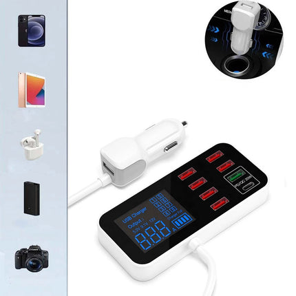 12V 24V 8 Port Multi USB C Car Charger Type-C PD QC3.0 Fast Charging Station