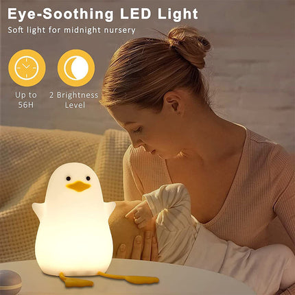 Portable Duck Night Light for Kids Cute Seagull Silicone Dimmable Bedside Lamp