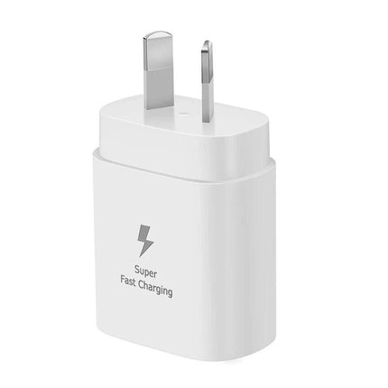White 25W Super Fast Samsung Phone Charger S25 Adapter